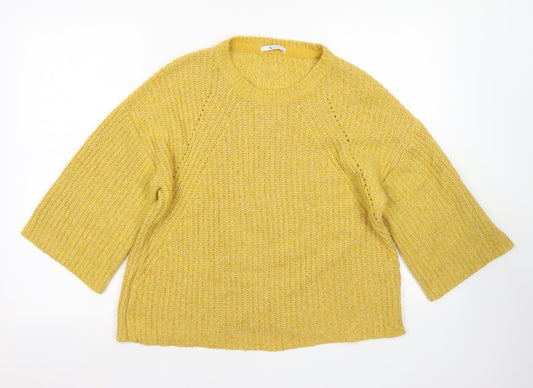TU Womens Yellow Round Neck  Acrylic Pullover Jumper Size 12   - Flare Sleeve