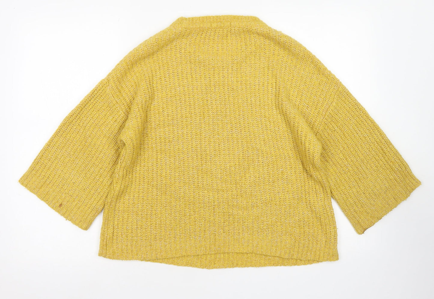 TU Womens Yellow Round Neck  Acrylic Pullover Jumper Size 12   - Flare Sleeve