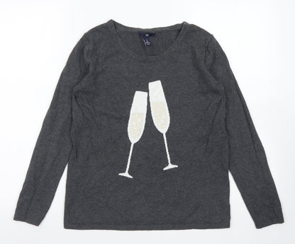 Gap Womens Grey Crew Neck  Cotton Pullover Jumper Size S   - Champagne