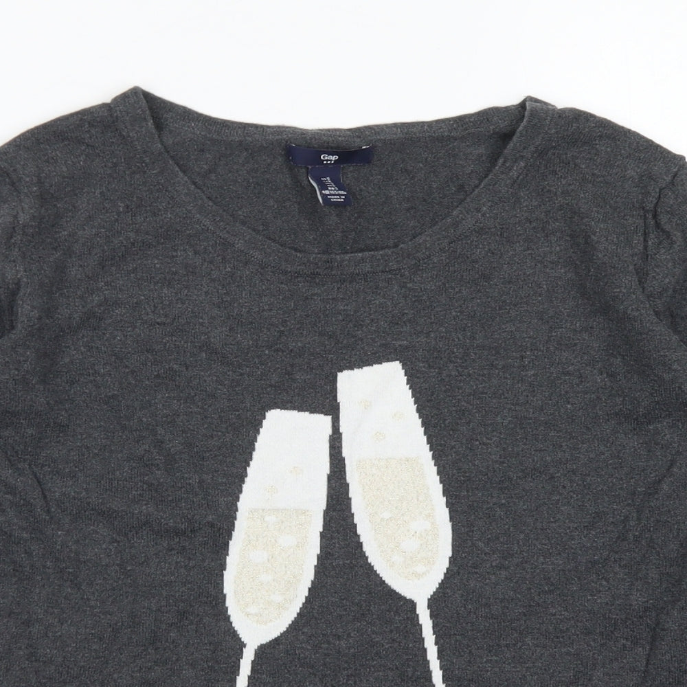 Gap Womens Grey Crew Neck  Cotton Pullover Jumper Size S   - Champagne