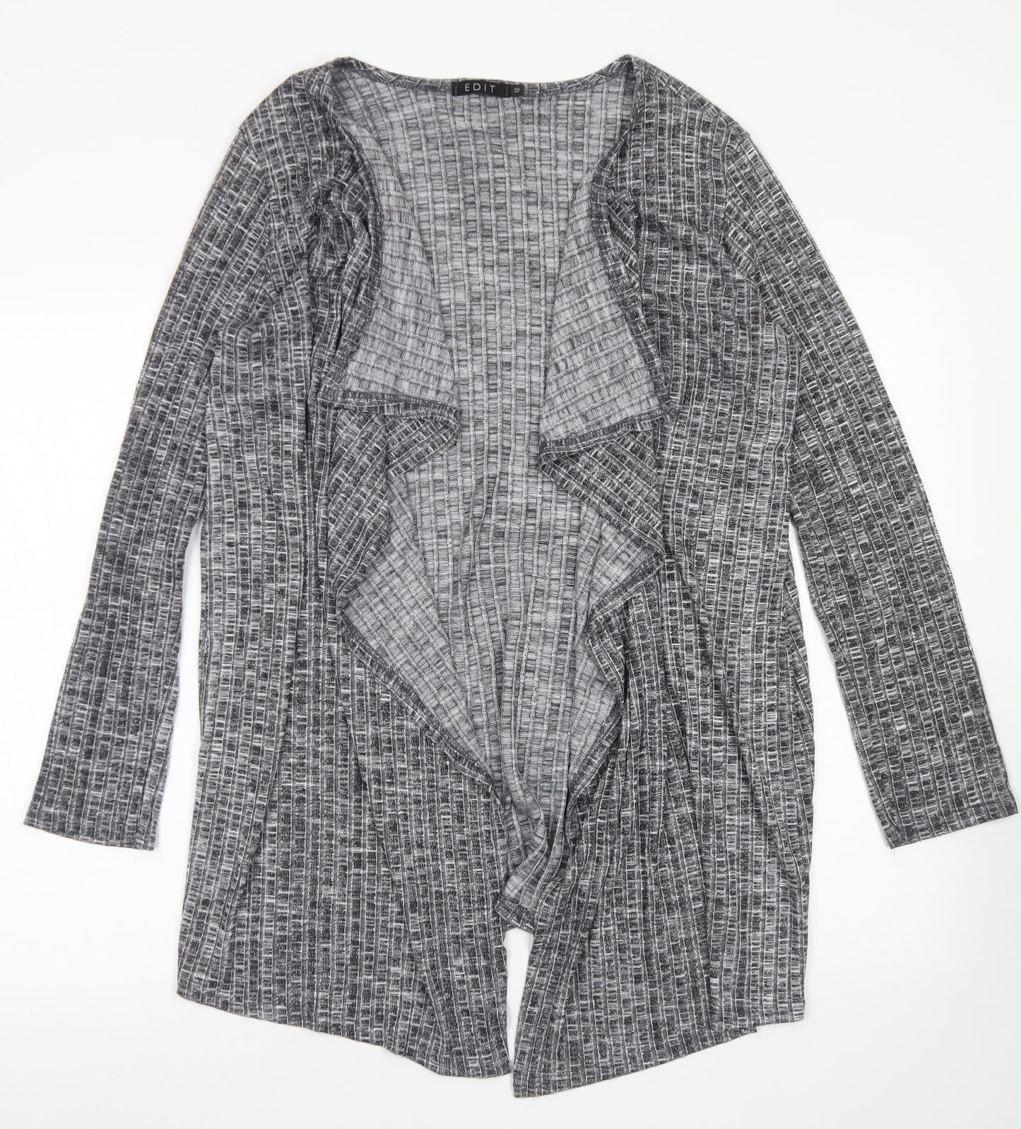 EDIT Womens Grey Round Neck  Viscose Cardigan Jumper Size 12