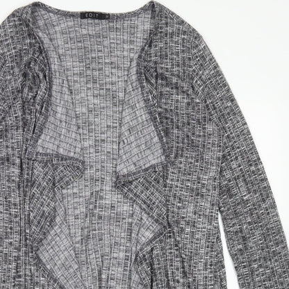 EDIT Womens Grey Round Neck  Viscose Cardigan Jumper Size 12