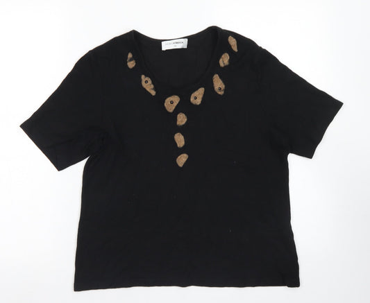 Doris Streich Womens Black Round Neck  Viscose Pullover Jumper Size 10