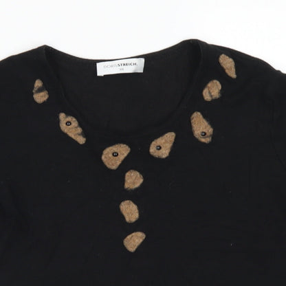 Doris Streich Womens Black Round Neck  Viscose Pullover Jumper Size 10