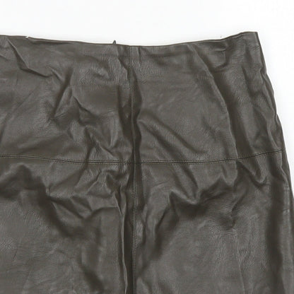 Missguided Womens Green  Polyurethane A-Line Skirt Size 8   Zip