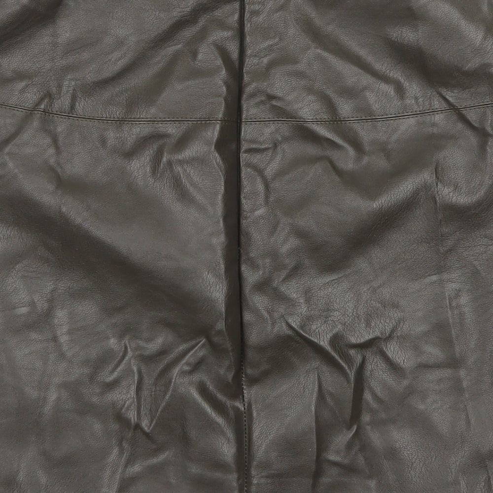 Missguided Womens Green  Polyurethane A-Line Skirt Size 8   Zip