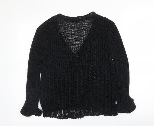 Gerry Weber Womens Black V-Neck  Acrylic Cardigan Jumper Size 14
