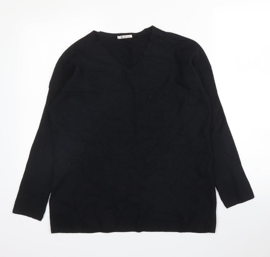 TU Womens Black  Viscose Basic Blouse Size 12 Round Neck