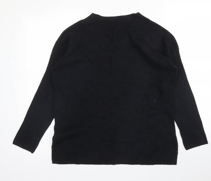 TU Womens Black  Viscose Basic Blouse Size 12 Round Neck