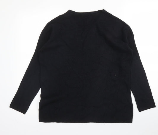 TU Womens Black  Viscose Basic Blouse Size 12 Round Neck