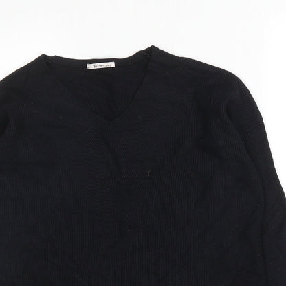 TU Womens Black  Viscose Basic Blouse Size 12 Round Neck
