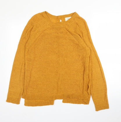 Womens UK Size S Papaya Yellow Pullover Jumper