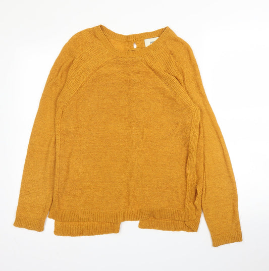 Womens UK Size S Papaya Yellow Pullover Jumper