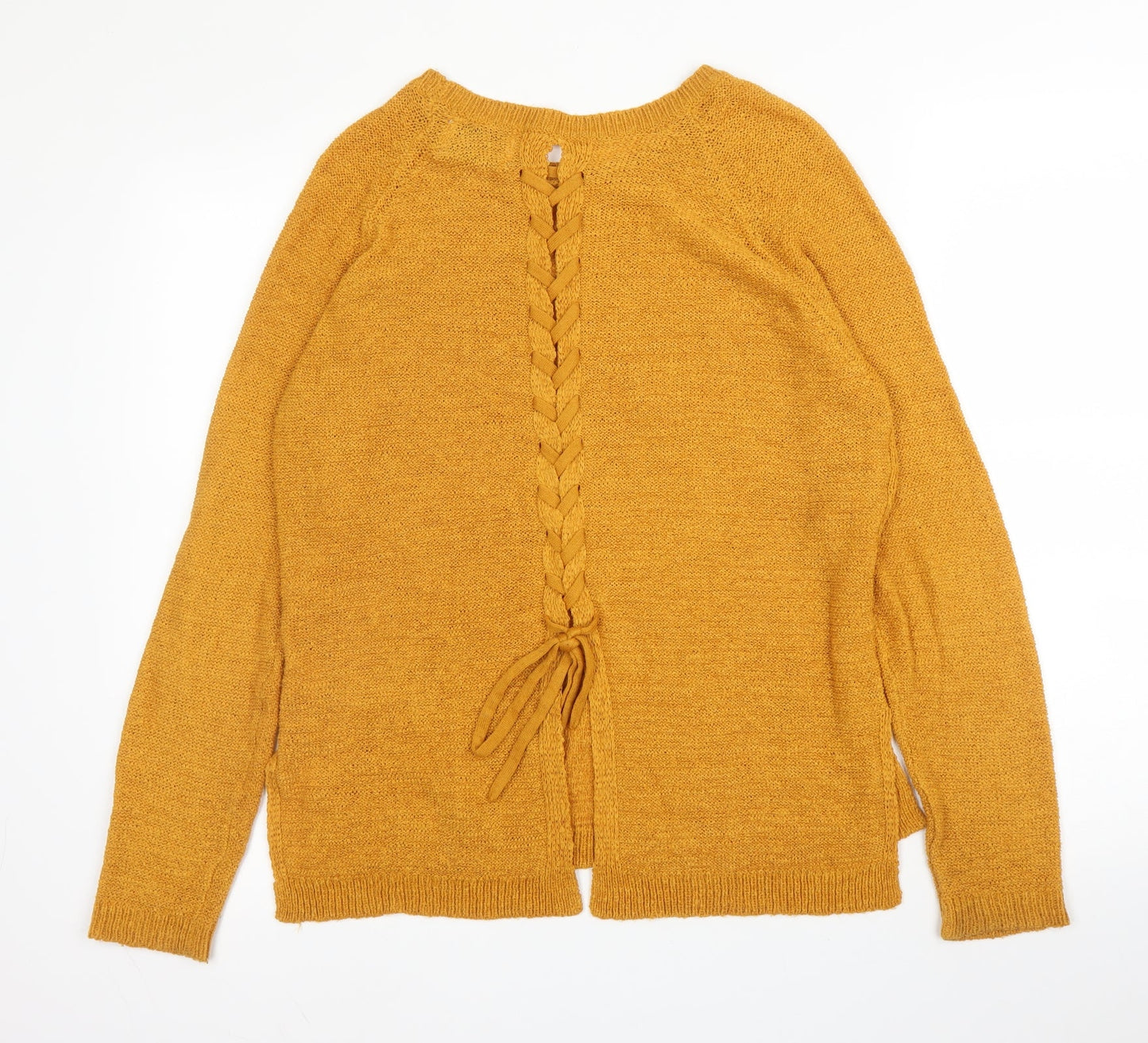 Womens UK Size S Papaya Yellow Pullover Jumper