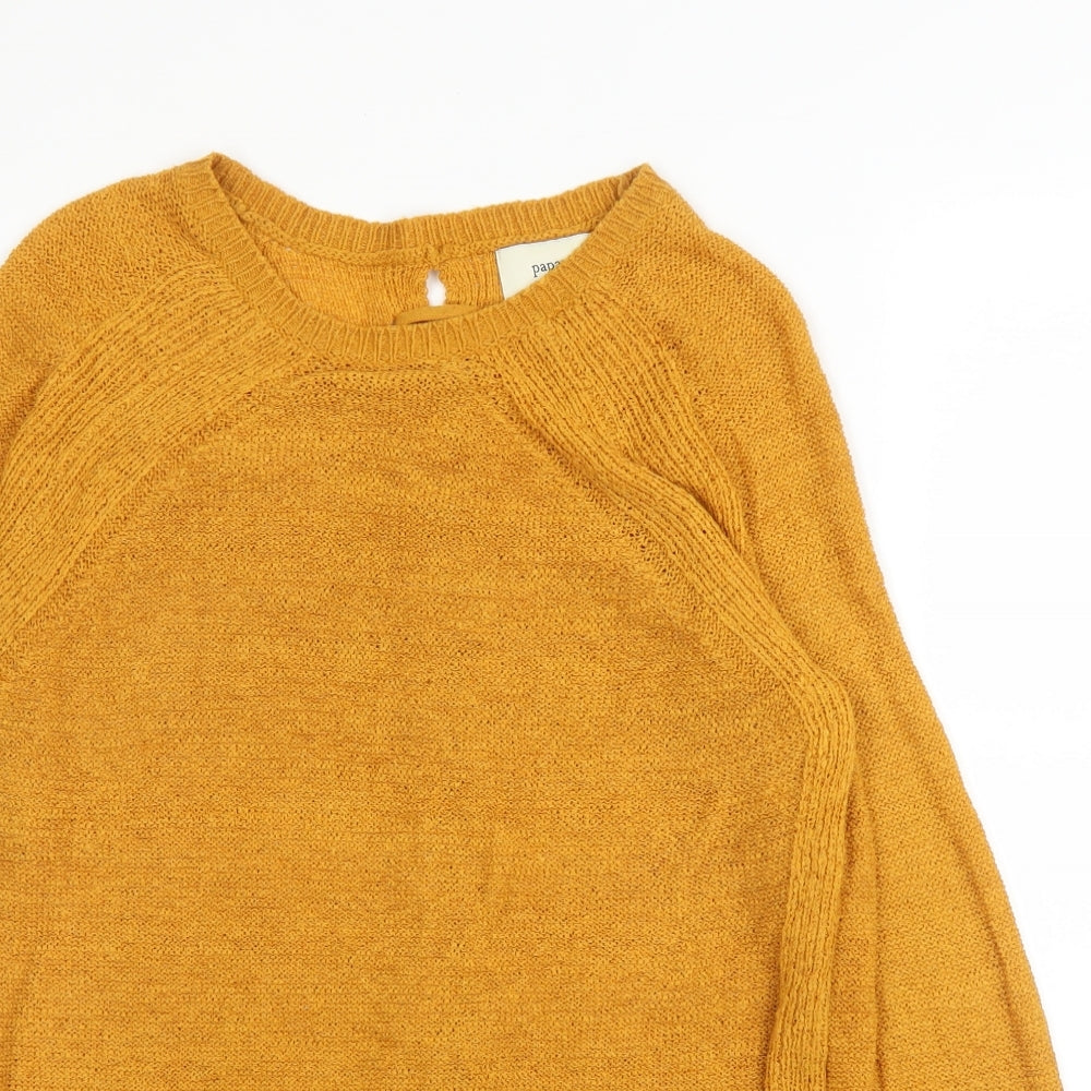 Womens UK Size S Papaya Yellow Pullover Jumper