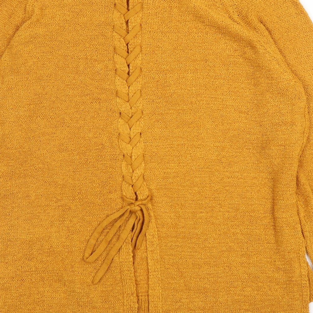 Womens UK Size S Papaya Yellow Pullover Jumper
