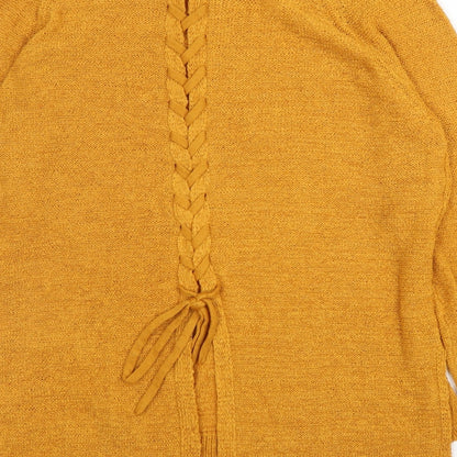 Womens UK Size S Papaya Yellow Pullover Jumper