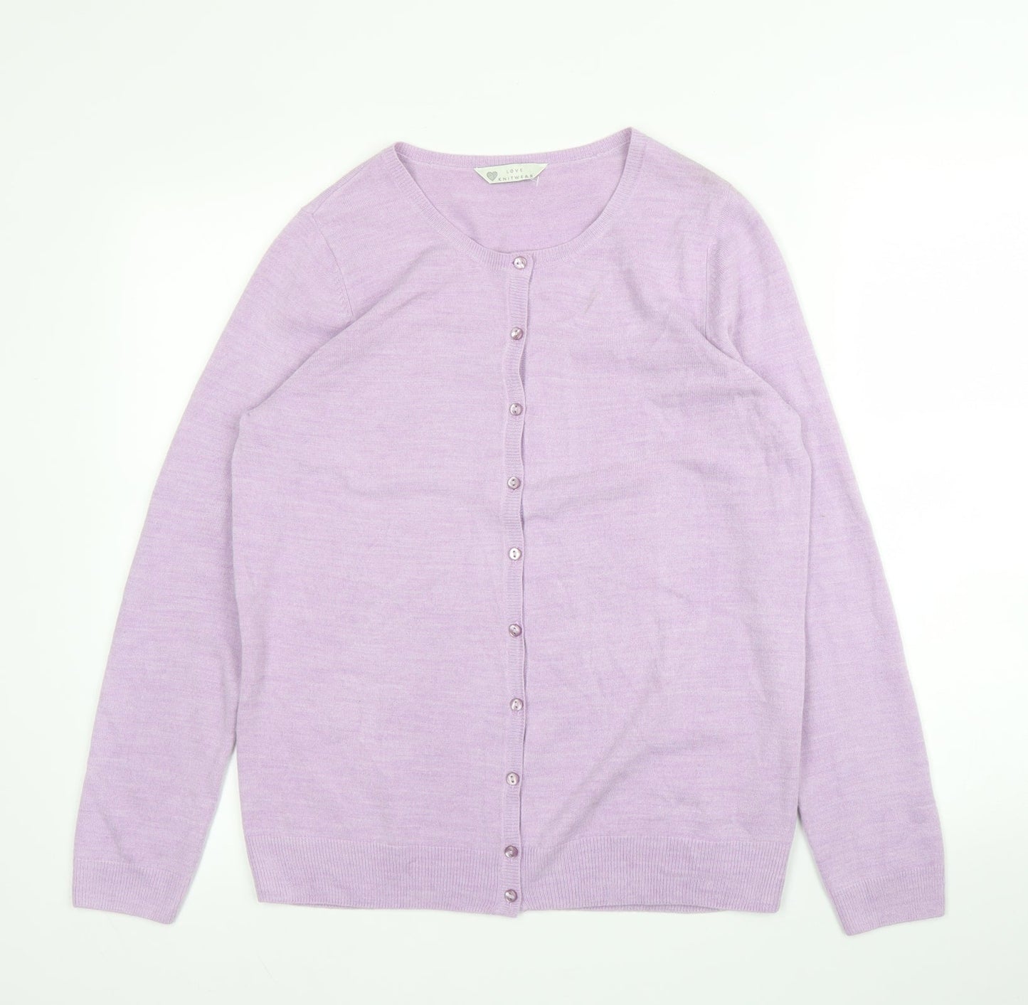 BHS Womens Purple Round Neck  Acrylic Cardigan Jumper Size 12