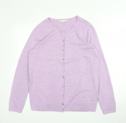 BHS Womens Purple Round Neck  Acrylic Cardigan Jumper Size 12