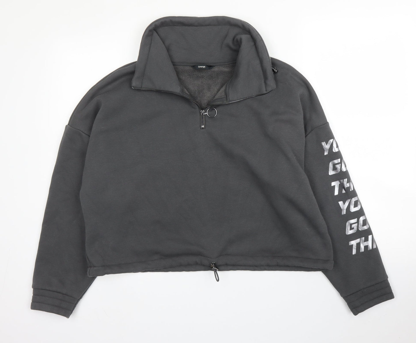 George Mens Grey High Neck  Cotton Pullover Jumper Size M