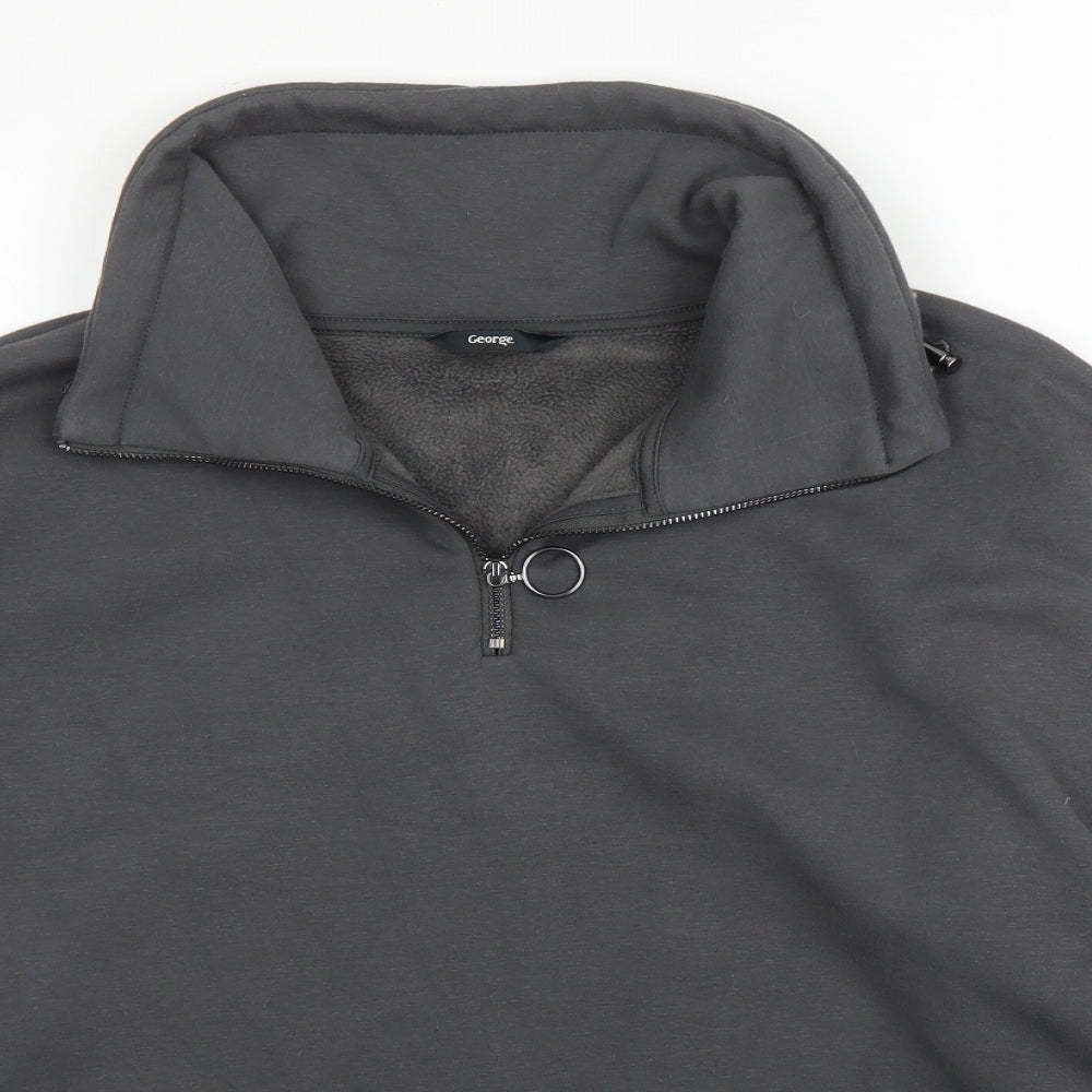 George Mens Grey High Neck  Cotton Pullover Jumper Size M