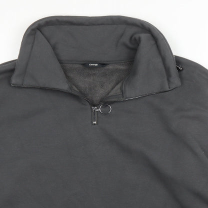 George Mens Grey High Neck  Cotton Pullover Jumper Size M