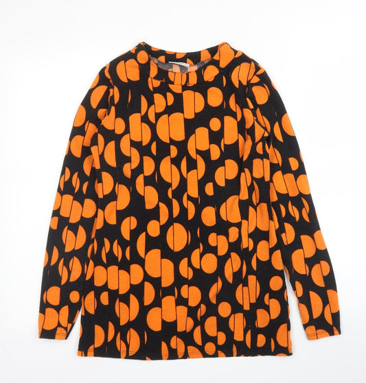 CMD Womens Orange Polka Dot Viscose Basic Blouse Size 10 Round Neck