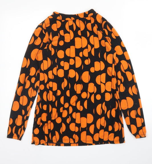 CMD Womens Orange Polka Dot Viscose Basic Blouse Size 10 Round Neck