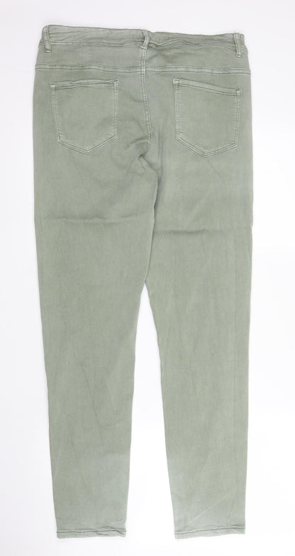Goodie Womens Green  Cotton Chino Trousers Size 18 L28 in Regular Zip