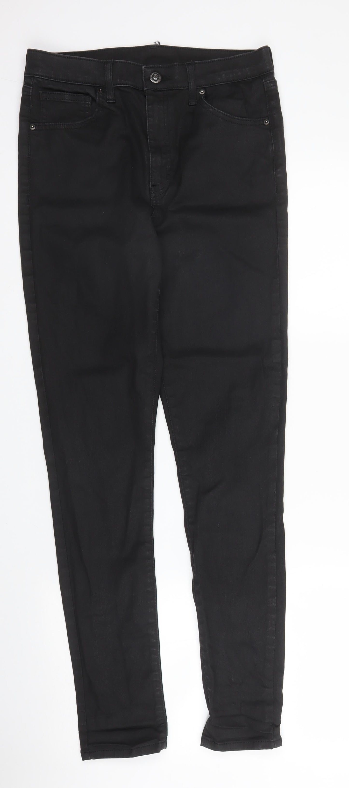 Topshop Womens Black  Cotton Skinny Jeans Size 28 in L29 in Regular Zip