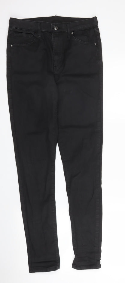 Topshop Womens Black  Cotton Skinny Jeans Size 28 in L29 in Regular Zip