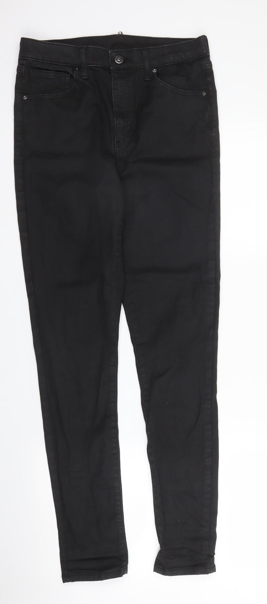 Topshop Womens Black  Cotton Skinny Jeans Size 28 in L29 in Regular Zip