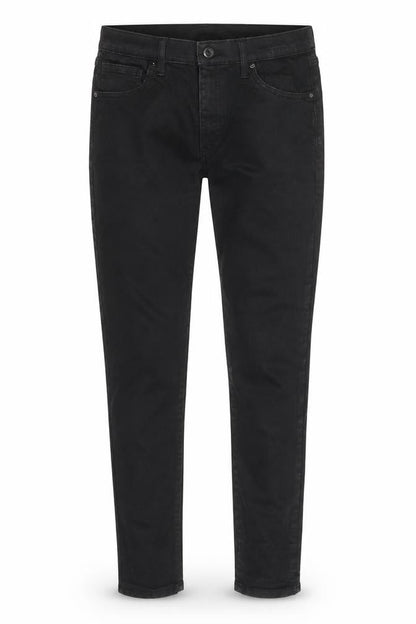 Front view of Topshop women’s black cotton skinny jeans, size UK 28, in, 29-inch leg regular zip