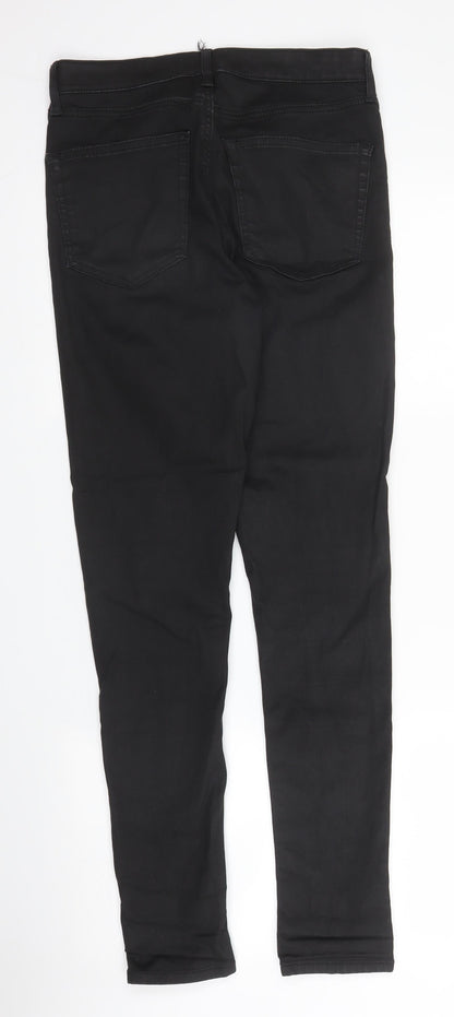 Topshop Womens Black  Cotton Skinny Jeans Size 28 in L29 in Regular Zip