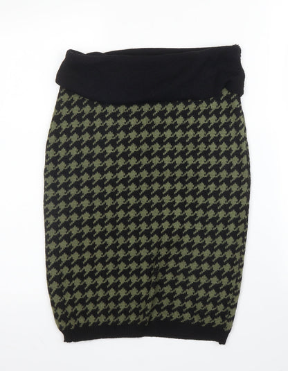 Takara Womens Green Houndstooth Acrylic Bandage Skirt Size M