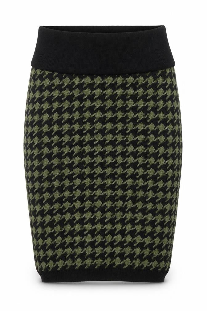 Takara Womens Green Houndstooth Acrylic Bandage Skirt Size M