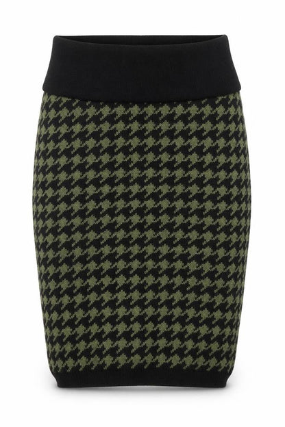 Takara Womens Green Houndstooth Acrylic Bandage Skirt Size M