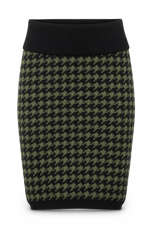 Takara Womens Green Houndstooth Acrylic Bandage Skirt Size M