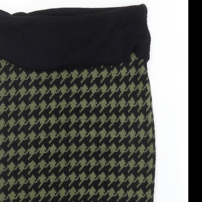 Takara Womens Green Houndstooth Acrylic Bandage Skirt Size M