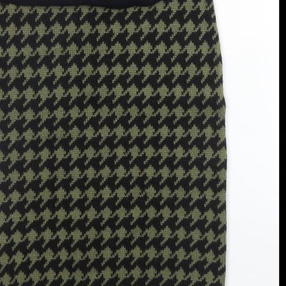 Takara Womens Green Houndstooth Acrylic Bandage Skirt Size M