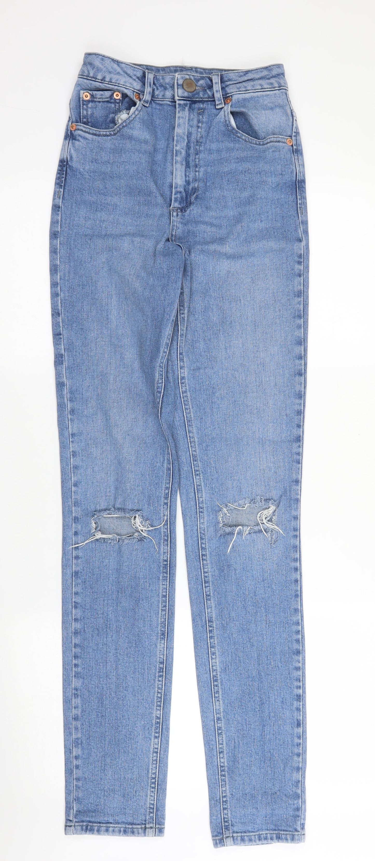 ASOS Mens Blue  Cotton Straight Jeans Size 23 in L32 in Regular Zip