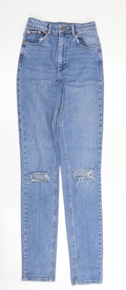 ASOS Mens Blue  Cotton Straight Jeans Size 23 in L32 in Regular Zip