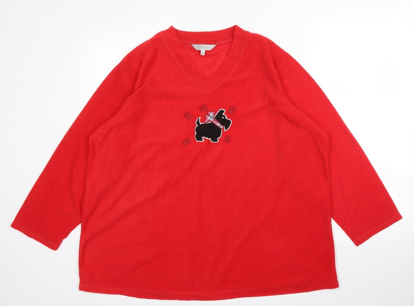 EWM Womens Red  Polyester Basic Blouse Size XL V-Neck