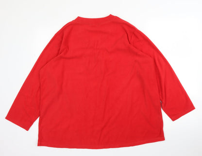 EWM Womens Red  Polyester Basic Blouse Size XL V-Neck