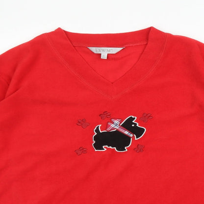 EWM Womens Red  Polyester Basic Blouse Size XL V-Neck