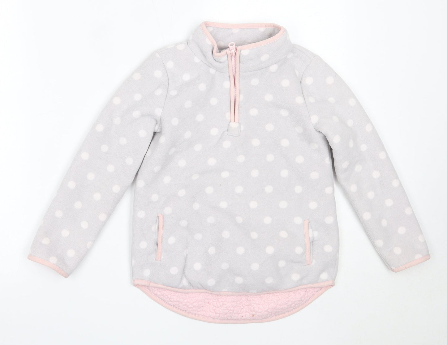 Carter's Girls Grey Polka Dot Polyester Henley Sweatshirt Size 7 Years