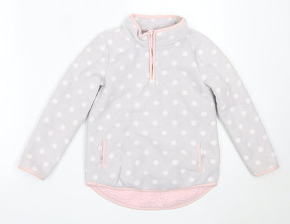 Carter's Girls Grey Polka Dot Polyester Henley Sweatshirt Size 7 Years