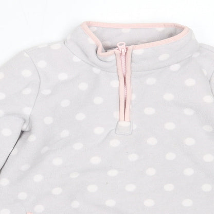 Carter's Girls Grey Polka Dot Polyester Henley Sweatshirt Size 7 Years