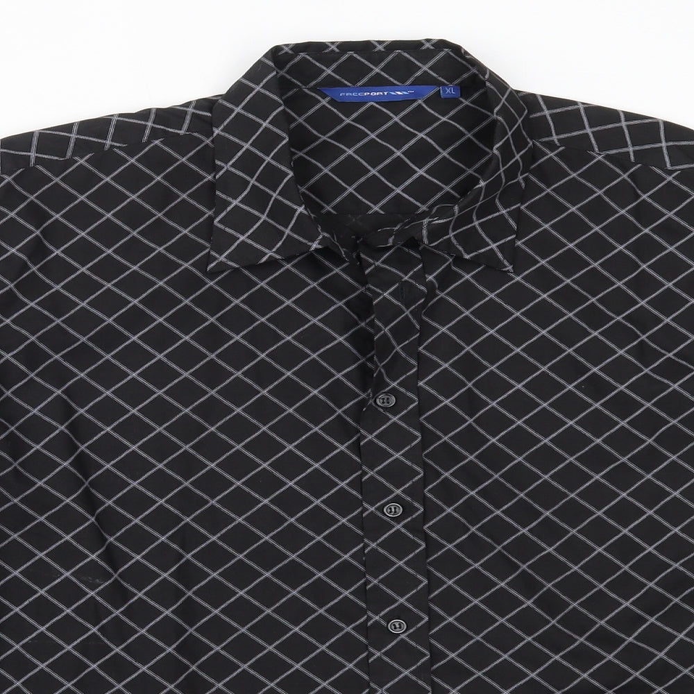 Mens UK Size XL Freeport Black  Button-Up Long Sleeve Casual Shirt