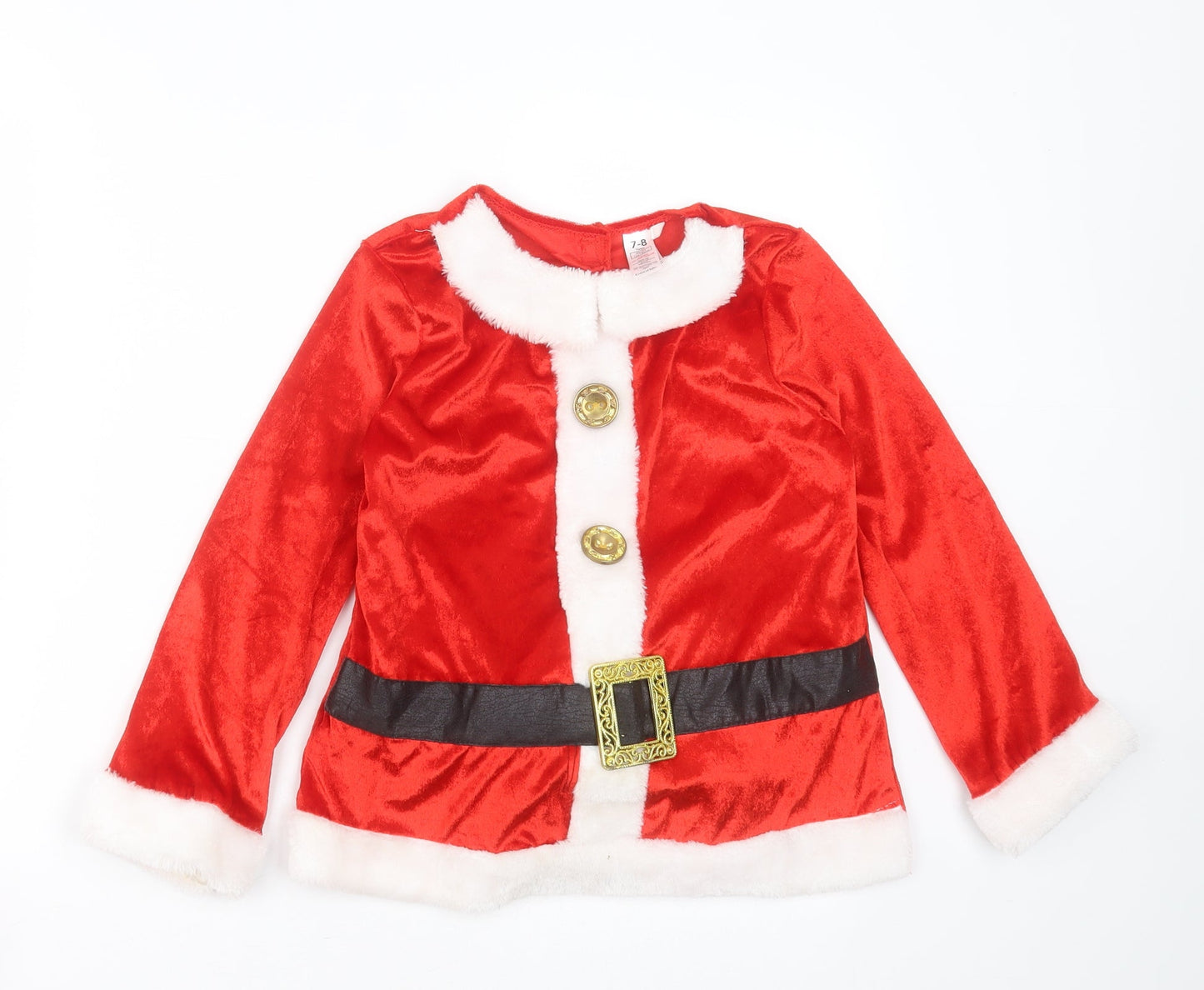 George Boys Red  Polyester Basic T-Shirt Size 7-8 Years Collared  - Santa Fancy Dress
